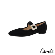 將圖片載入圖庫檢視器 Black-Suede-Mary-Jane-with-Diamond-Buckle-product-shots-white-background