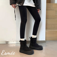 將圖片載入圖庫檢視器 Black-Suede-Snow-Boots-with-Special-Designed-Platform-model-shots