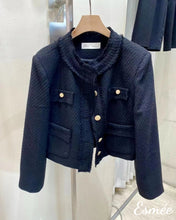 將圖片載入圖庫檢視器 Black-Tweed-Fabrics-Jackets-with-Golden-Coin-Design-product-shots