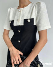 Load image into Gallery viewer, Black-and-White-Korean-Textured-Fabrics-One-Piece-model-shots-1