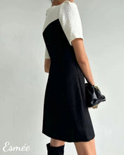 Load image into Gallery viewer, Black-and-White-Korean-Textured-Fabrics-One-Piece-model-shots-3