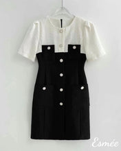 Load image into Gallery viewer, Black-and-White-Korean-Textured-Fabrics-One-Piece-product-shots