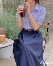 Load image into Gallery viewer, Blue-Cotton-Dual-Color-One-Piece-with-Shirt-and-Belt-Design-model-shots-1