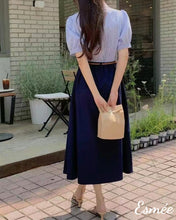 Load image into Gallery viewer, Blue-Cotton-Dual-Color-One-Piece-with-Shirt-and-Belt-Design-model-shots-3