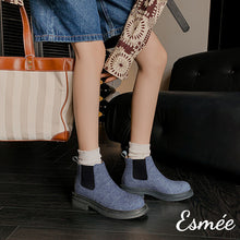 將圖片載入圖庫檢視器 Blue-Leather-Ankle-Chelsea-Boots-model-shots