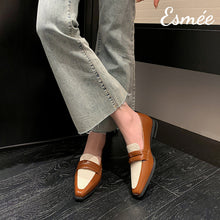 Load image into Gallery viewer, Brown-Dual-Color-Leather-Loafers-model-shots