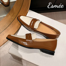 Load image into Gallery viewer, Brown-Dual-Color-Leather-Loafers-product-shots