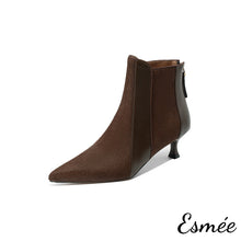 Load image into Gallery viewer, Brown-Leather-Ankle-Boots-with-Horsehair-Design-product-shots-white-background