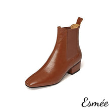 將圖片載入圖庫檢視器 Brown-Leather-Chelsea-Boots-with-4-cm-Block-Heels-product-shots-white-background