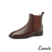 Load image into Gallery viewer, Brown-Leather-Chelsea-Boots-with-Squared-Toe-Design-product-shots-white-background