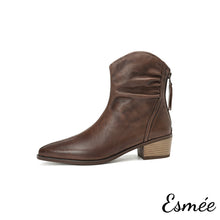 Load image into Gallery viewer, Brown-Leather-Cowboy-Boots-with-Vassel-Zippers-product-shots-white-background