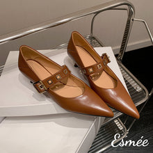 Load image into Gallery viewer, Brown-Leather-High-Heel-Maryjanes-product-shots