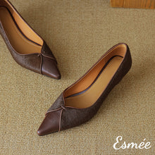 Load image into Gallery viewer, Brown-Leather-High-Heels-with-Horsehair-Design-product-shots