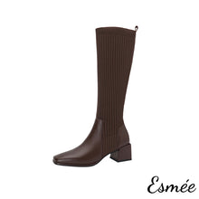將圖片載入圖庫檢視器 Brown-Leather-Long-Boots-with-Sock-Tube-product-shots-white-background