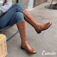 將圖片載入圖庫檢視器 Brown-Leather-Long-Chelsea-Boots-model-shots1