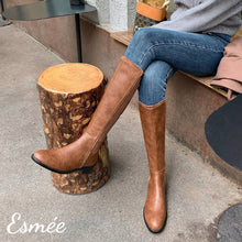 將圖片載入圖庫檢視器 Brown-Leather-Long-Chelsea-Boots-model-shots