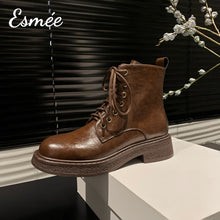 Load image into Gallery viewer, Brown-Leather-Marten-Boots-with-Side-Zippers-product-shots