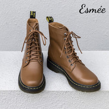 Load image into Gallery viewer, Brown-Leather-Marten-Boots-with-Welt-Design-product-shots