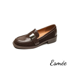 Load image into Gallery viewer, Brown-Leather-Suede-Loafers-with-Metal-Buckle-Design-product-shots-white-background