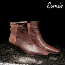 Load image into Gallery viewer, Brown-Suede-Leather-Ankle-Boots-with-Wedge-Heels-product-shots