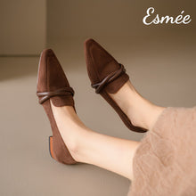 Load image into Gallery viewer, Brown-Suede-Loafers-with-Leather-Straps-Design-model-shots