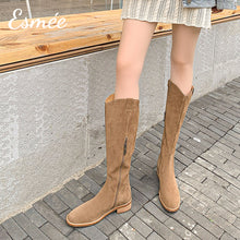 Load image into Gallery viewer, Brown-Suede-Long-Boots-model-shots