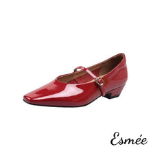 將圖片載入圖庫檢視器 Burgundy-Patent-Leather-Low-Heel-Mary-Jane-product-shots-white-background
