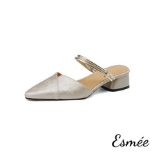 將圖片載入圖庫檢視器 Champagne-Patterned-Fabrics-High-Heel-Mules-with-Metallic-Double-Straps-product-shots-white-background