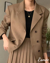 Load image into Gallery viewer, Chestnut-Cotton-Blazer-with-Notch-Lapel-model-shots