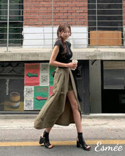 Load image into Gallery viewer, Darkish-Green-Tiered-Dress-with-Short-Pants-Design-model-shots