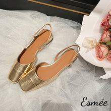 將圖片載入圖庫檢視器 Gold-Leather-Slingback-with-Sqaure-Toe-Design-product-shots