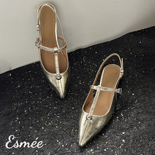 將圖片載入圖庫檢視器 Gold-Leather-T-Strap-Slingback-product-shots