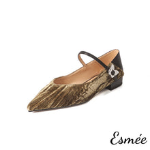 將圖片載入圖庫檢視器 Gold-Pleuche-Maryjane-with-Butterfly-Buckle-product-shots-white-background