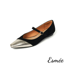將圖片載入圖庫檢視器 Gold-Suede-Maryjanes-with-Hedge-Heels-and-Metallic-Toe-Cap-product-shots-white-background