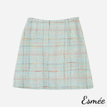 Load image into Gallery viewer, Green-Korean-Tweed-Fabrics-A-Line-Skirt-product-shots