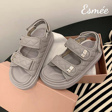 將圖片載入圖庫檢視器 Grey-Leather-Sandals-with-Thickened-Outsole-product-shots