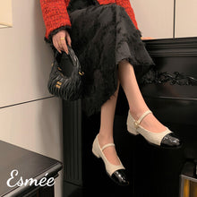 Load image into Gallery viewer, Ivory-Fabrics-Maryjanes-with-Flower-Buckle-model-shots