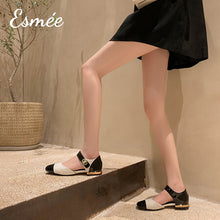 Load image into Gallery viewer, Ivory-Fabrics-Sandals-with-Patent-Leather-Toe-Cap-and-Ankle-Straps-model-shots