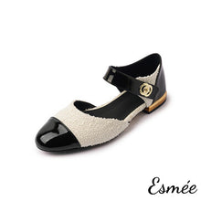 Load image into Gallery viewer, Ivory-Fabrics-Sandals-with-Patent-Leather-Toe-Cap-and-Ankle-Straps-product-shots-white-background