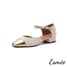 將圖片載入圖庫檢視器 Ivory-Gold-Fabrics-Sandals-with-Ankle-Straps-product-shots-white-background
