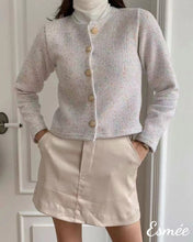 將圖片載入圖庫檢視器 Ivory-Korean-Tweed-Fabrics-Jacket-with-Golden-Button-model-shots-1