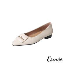 將圖片載入圖庫檢視器 Ivory-Lambskin-Leather-Flats-with-Leather-Ornaments-product-shots-white0background
