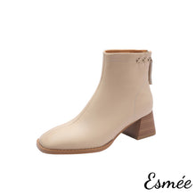 將圖片載入圖庫檢視器 Ivory-Leather-Ankle-Boots-with-Cross-Design-product-shots-white-background