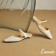 將圖片載入圖庫檢視器 Ivory-Leather-Flat-Mules-with-Straps-Design-product-shots