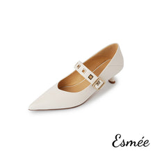 Load image into Gallery viewer, Ivory-Leather-High-Heel-Maryjanes-product-shots-white-background