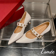 Load image into Gallery viewer, Ivory-Leather-High-Heel-Maryjanes-product-shots