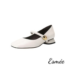 將圖片載入圖庫檢視器 Ivory-Leather-High-Heel-Maryjanes-with-Squared-Toe-Design-product-shots-white-background