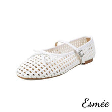 Load image into Gallery viewer, Ivory-Leather-Maryjanes-with-Woven-Design-product-shots-white-background