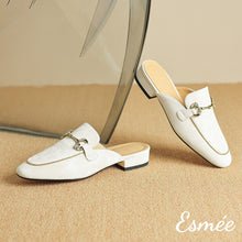 將圖片載入圖庫檢視器 Ivory-Leather-Mules-with-Horsebit-Design-product-shots