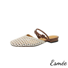 將圖片載入圖庫檢視器 Ivory-Leather-Mules-with-Net-Design-and-Double-Straps-product-shots-white-background